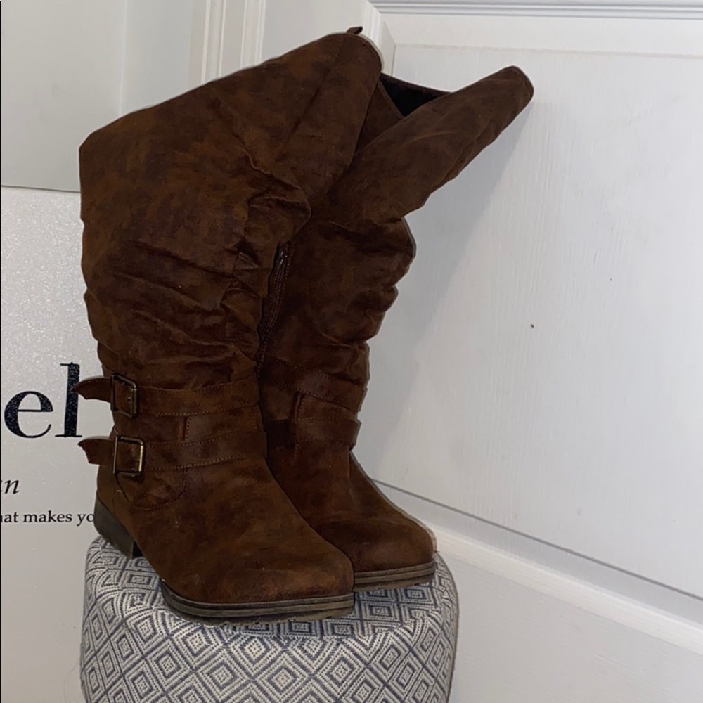 Brown suede boots